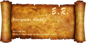 Bergman Radó névjegykártya